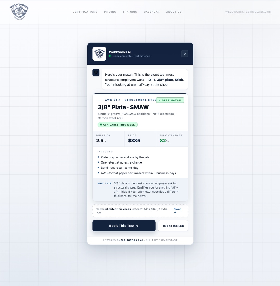 WeldWorks AI — cert match result